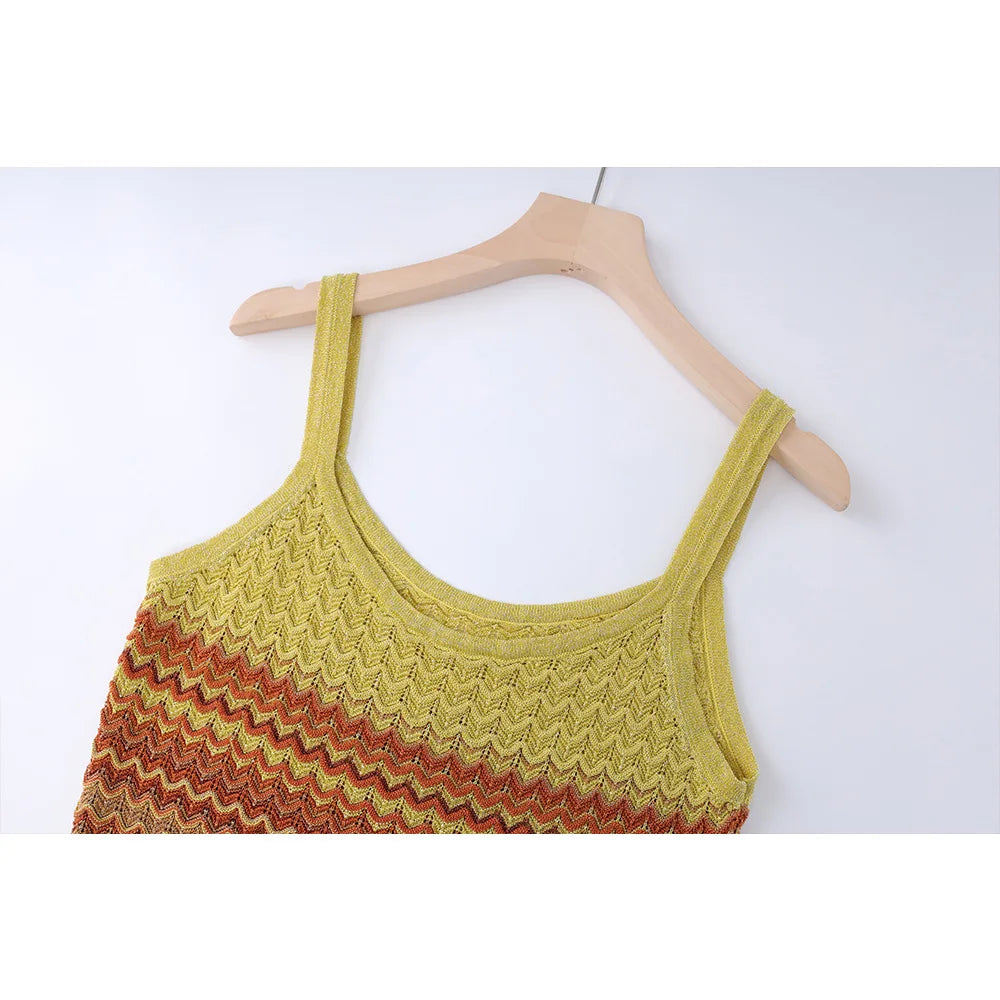 Ombre Knit Scoop Neck Maxi Dress