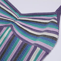 Striped Knit Maxi Dress with Shaped Bust and Slim Straps