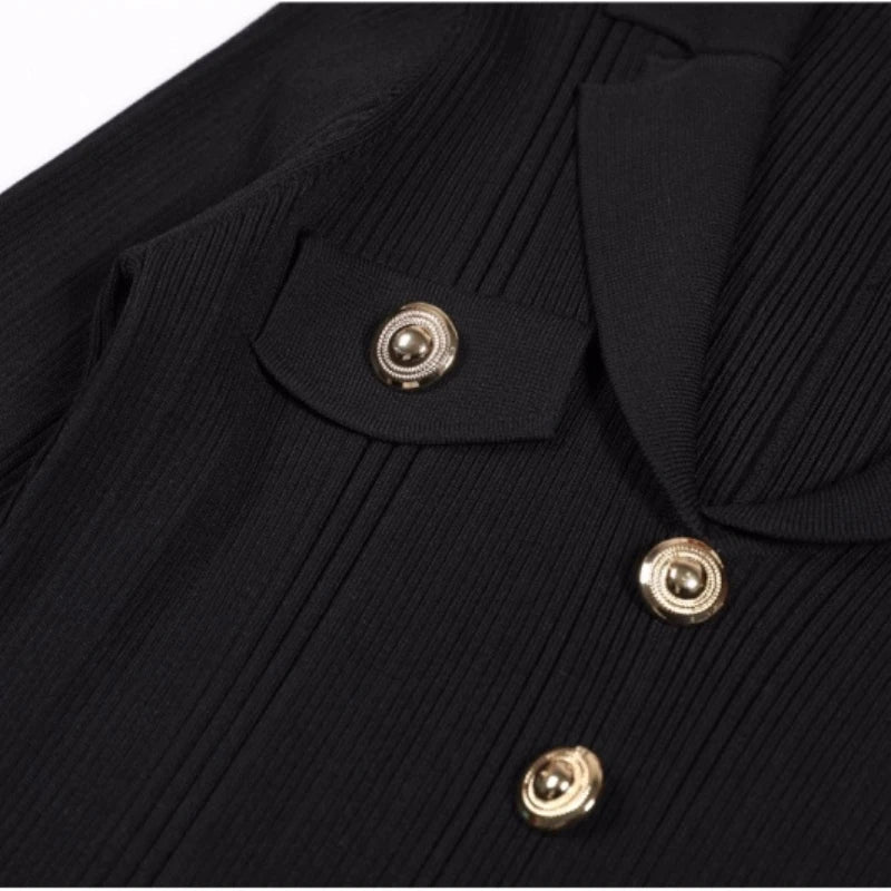 Long Sleeve Collared Knit Midi Maxi Dress