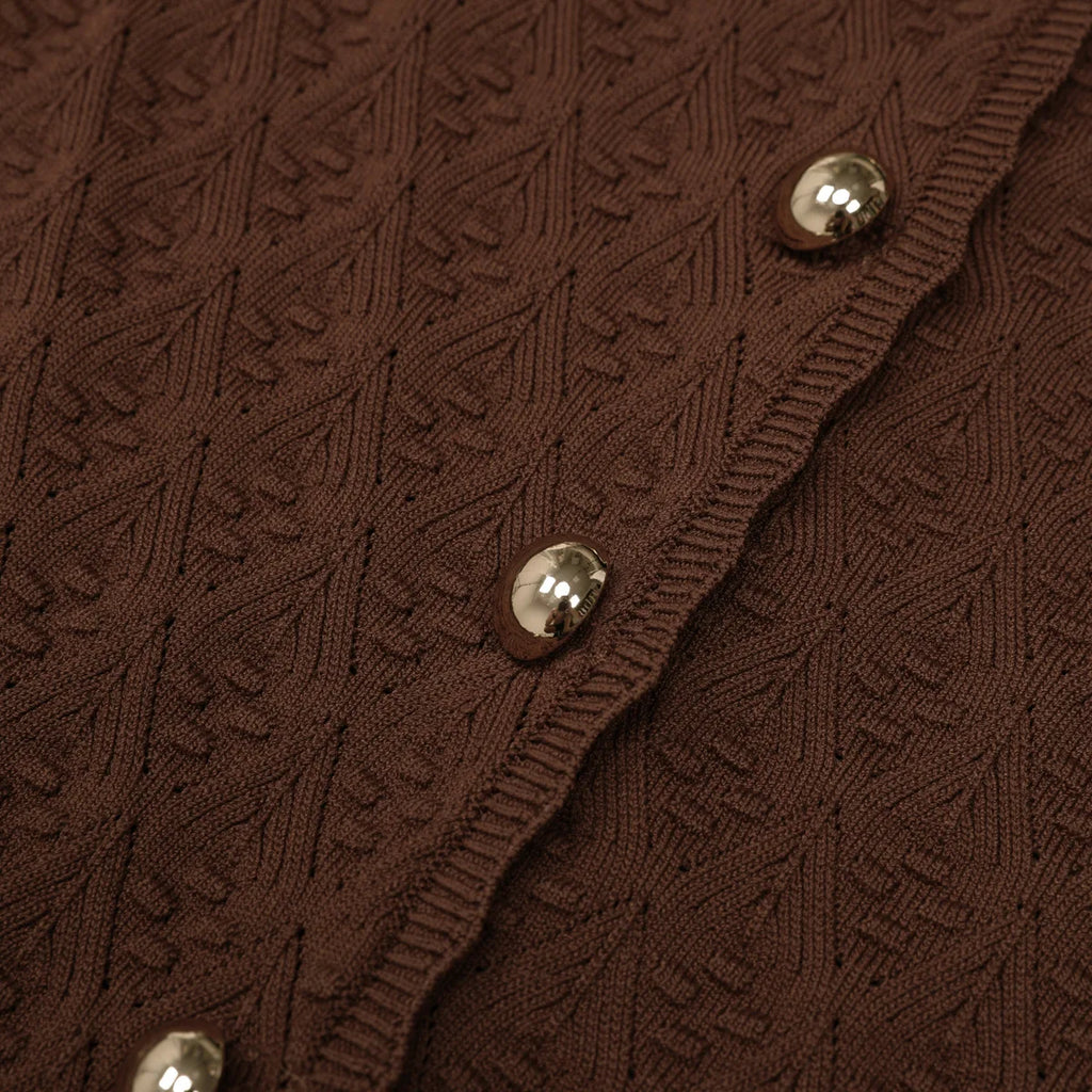 Button Front Textured Knit Fishtail Dress