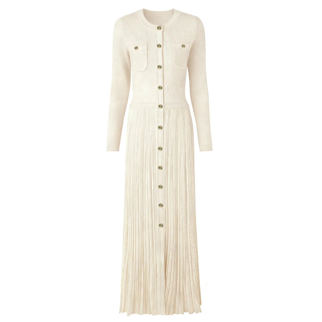 Chic Pleated Knit Maxi Dress