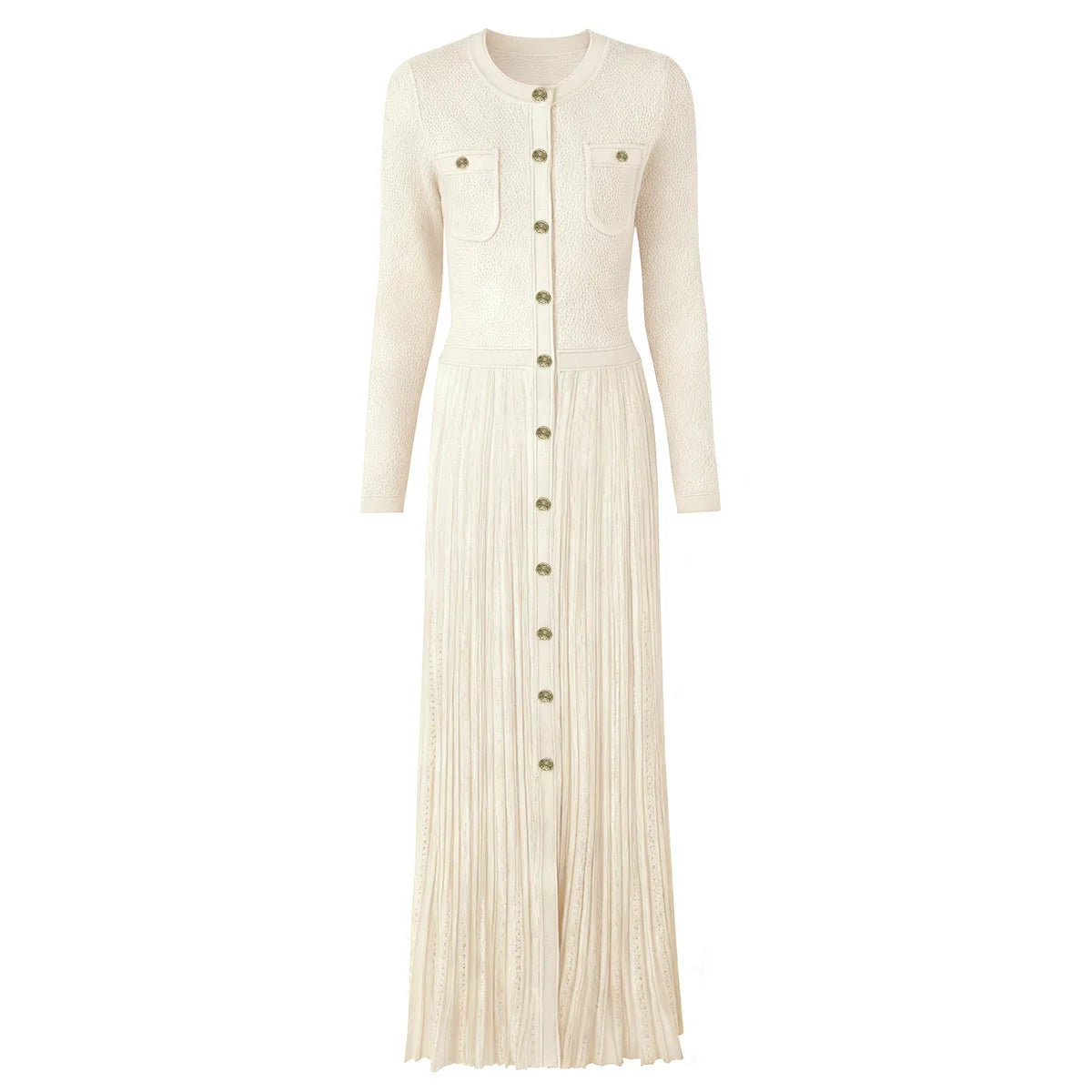 Chic Pleated Knit Maxi Dress