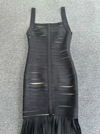 Cutout Bandage Fringe Maxi Dress