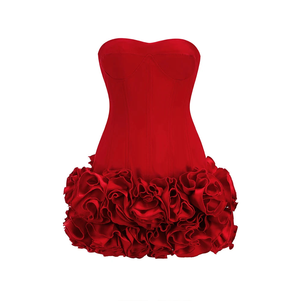 Strapless Corset Mini Dress with Ruffled Hem