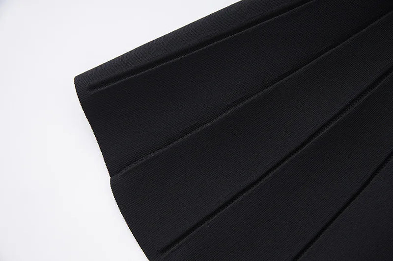 Elegant Square Neck Knit Skater Dress