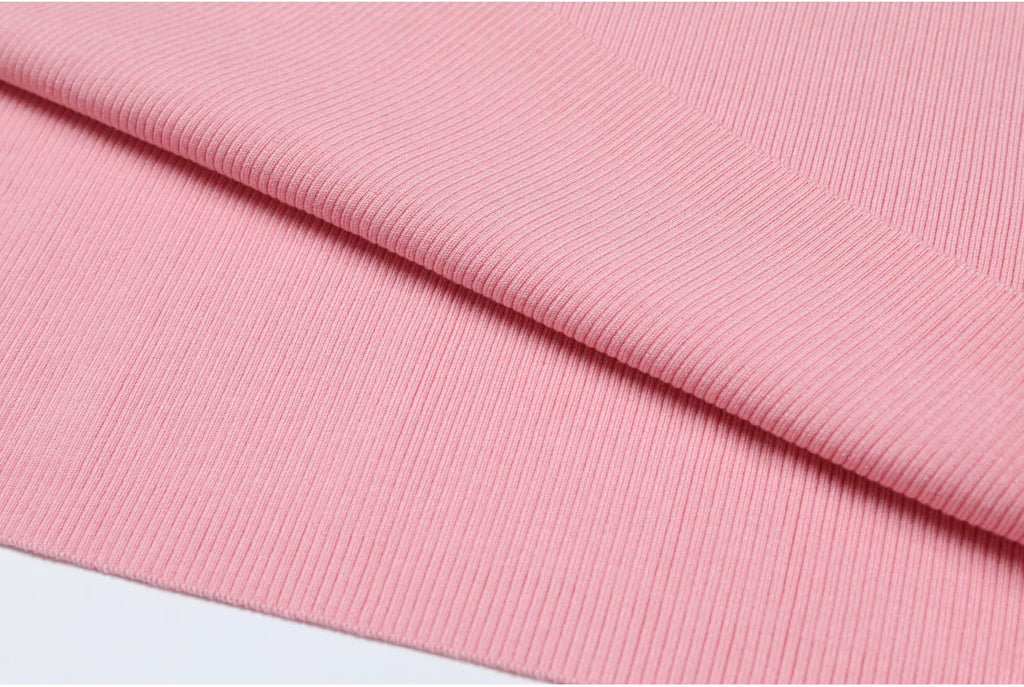 Asymmetric Button-Detail Ribbed Knit Dress