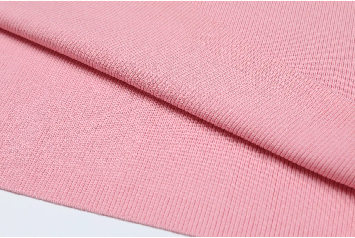 Asymmetric Button-Detail Ribbed Knit Dress