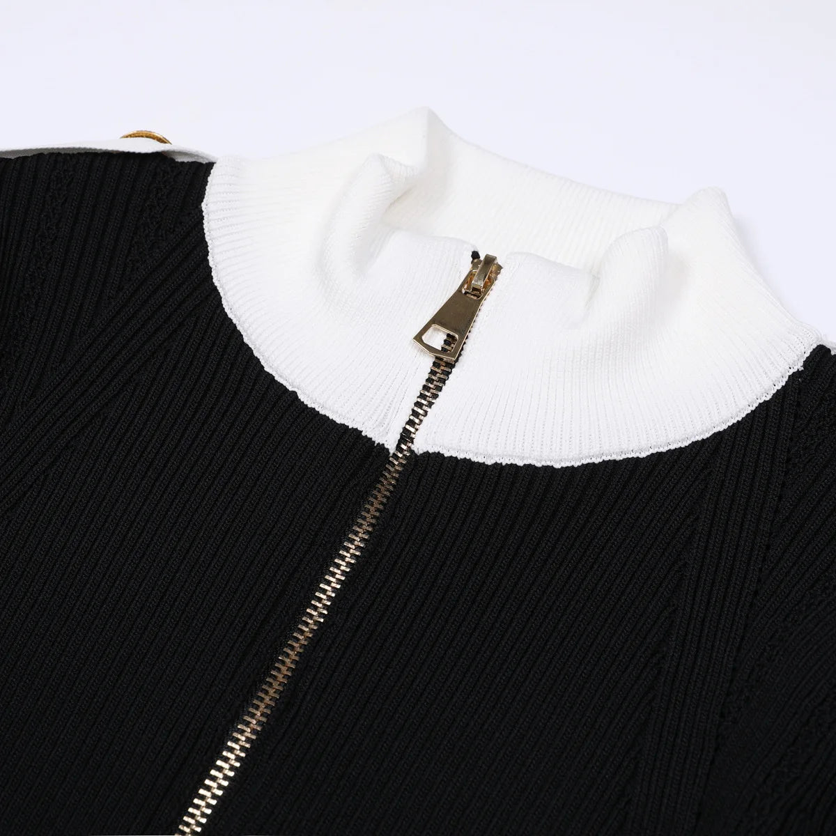 Contrast Trim Knit Maxi Dress and Zip-Up Cardigan Set