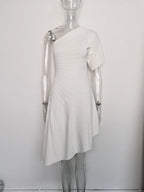 One-Shoulder Asymmetric Ribbed Midi Dress