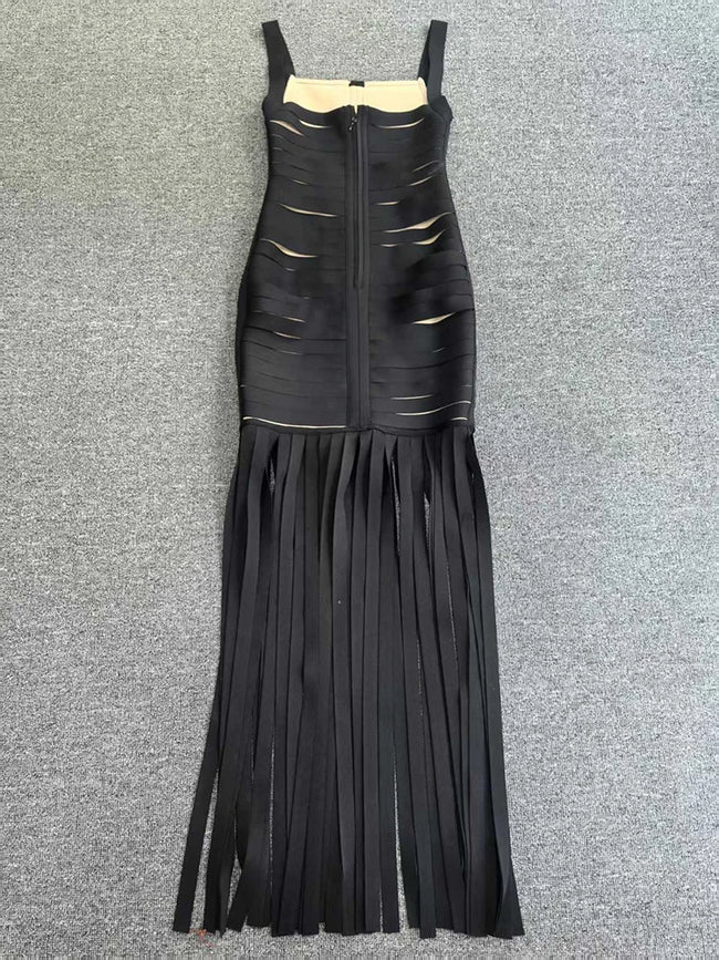 Cutout Bandage Fringe Maxi Dress Main Image