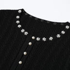 Embellished Trim Knit Dress and Cardigan Set