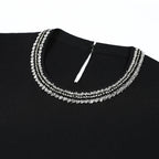 Embellished Trim Knit A-Line Mini Dress