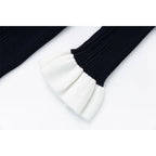 Chic Ribbed Knit Dress with Gold Buttons