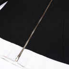 Contrast Trim Knit Maxi Dress and Zip-Up Cardigan Set