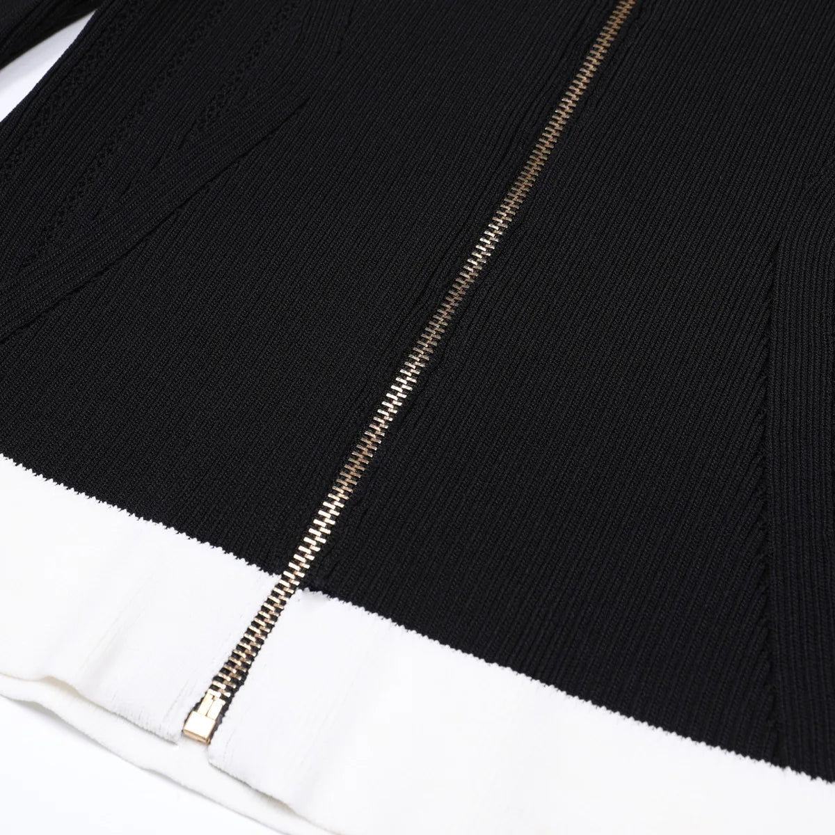 Contrast Trim Knit Maxi Dress and Zip-Up Cardigan Set