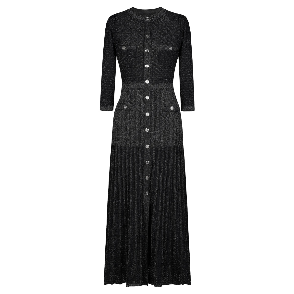 Textured Knit Cardigan Midi Dress