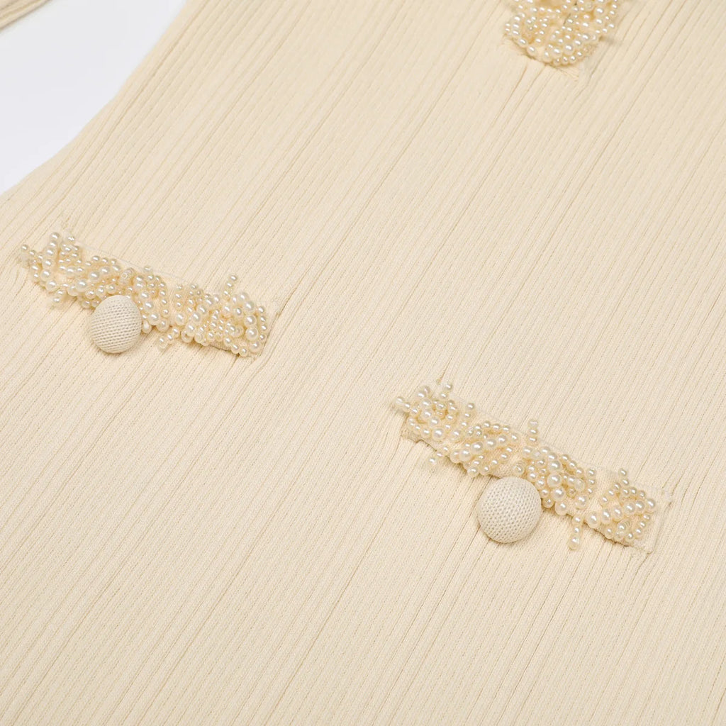 Ruffle Trim Ribbed Knit Mermaid Maxi Dress