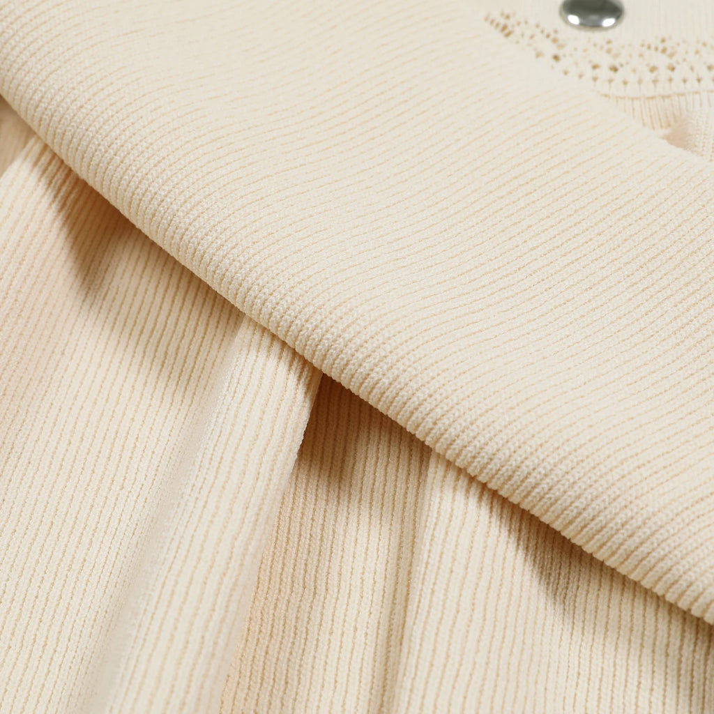 Embellished Knit Crochet Gown with Flounce Hem