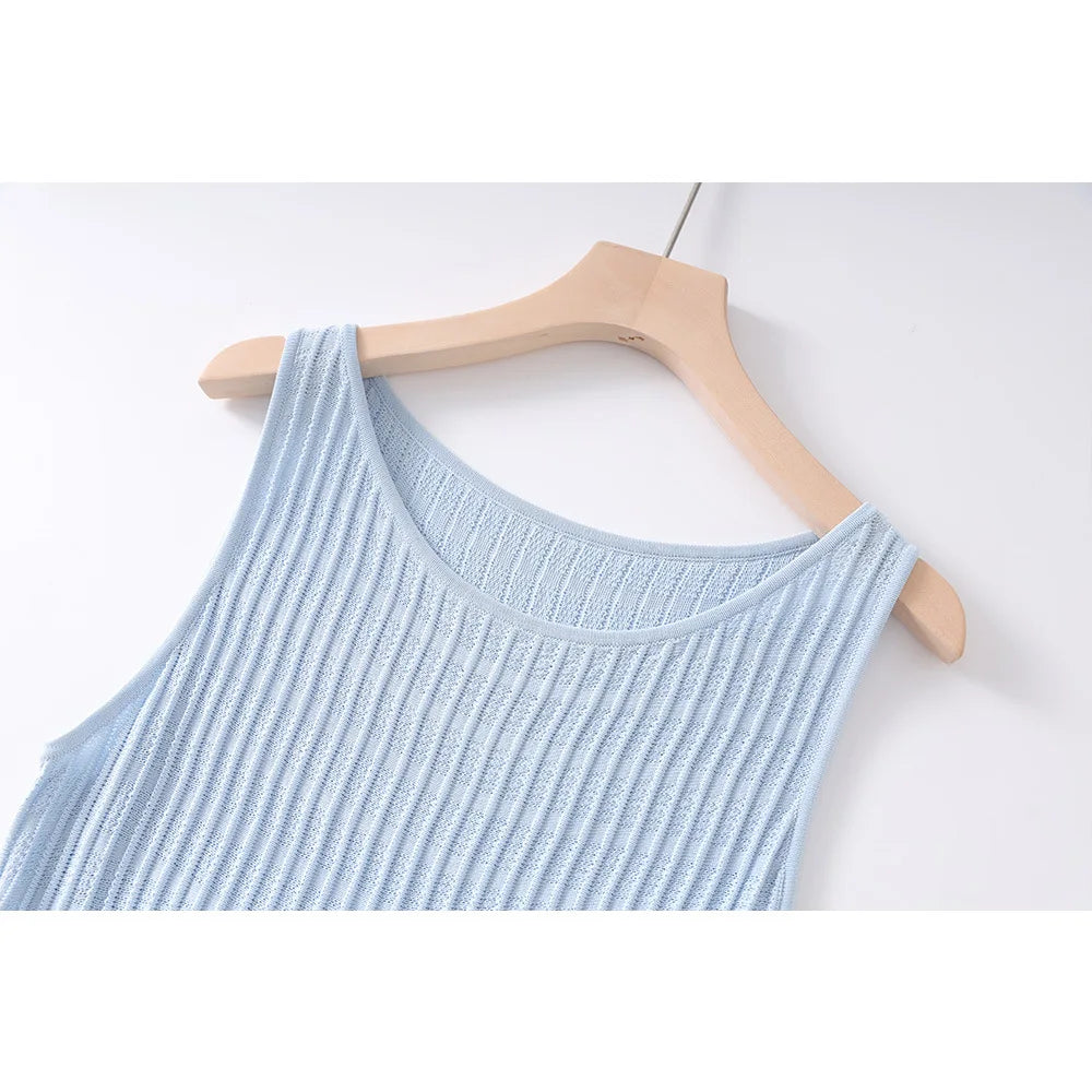 Sleeveless Ribbed Knit Maxi Dress