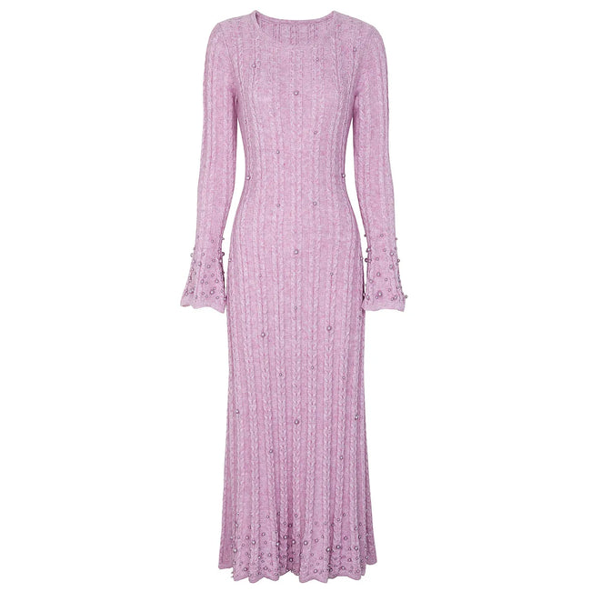 Embellished Ribbed Knit Maxi Dress Main Image