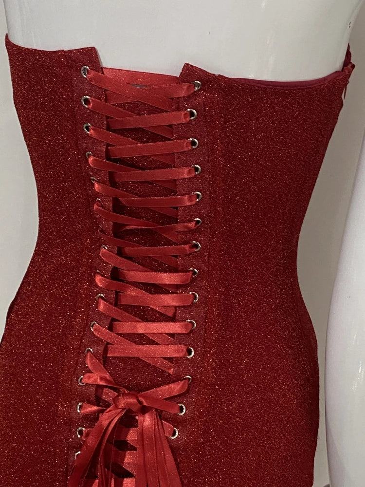 Strapless Corset Sequin Mini Dress