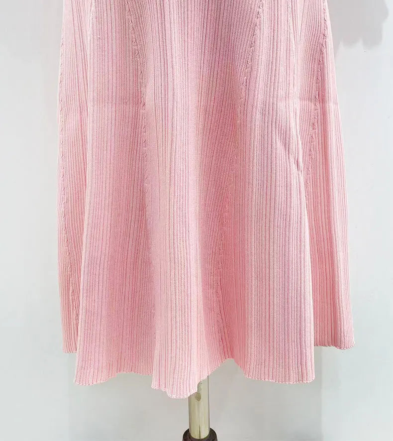 Long Sleeve Collared Knit Mermaid Dress