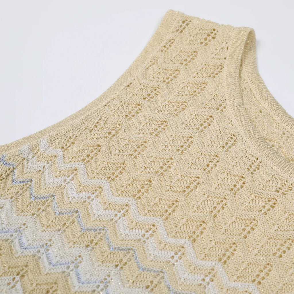 Sleeveless Chevron Knit Maxi Dress