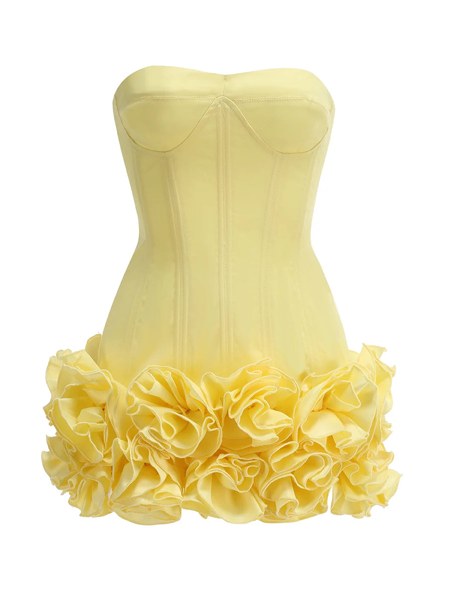 Strapless Corset Mini Dress with Ruffled Hem