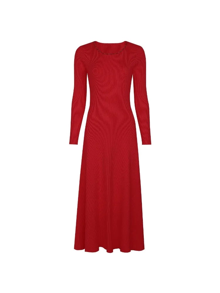 Elegant Long Sleeve Knit Maxi Dress