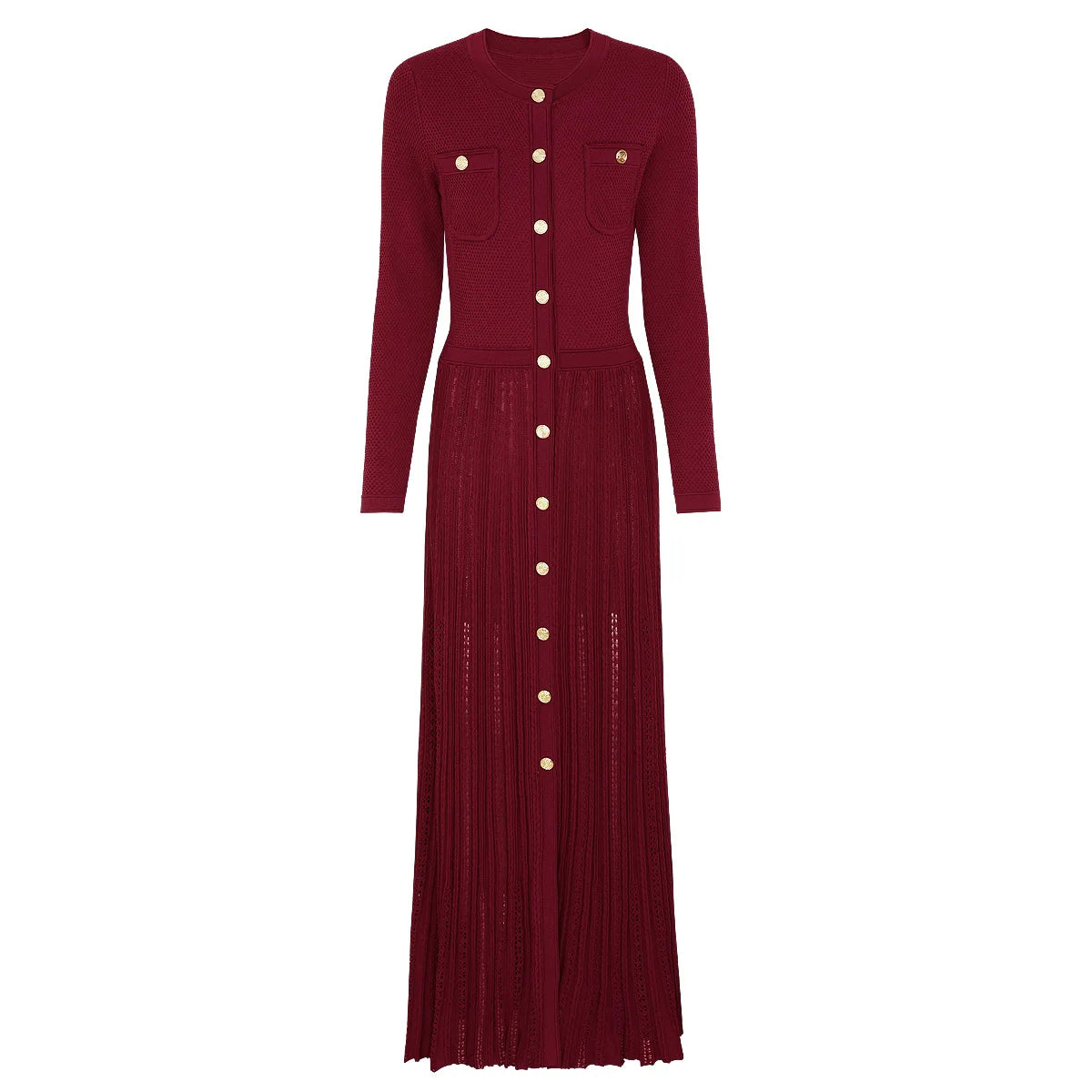 Chic Pleated Knit Maxi Dress