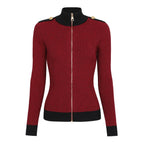 Contrast Trim Knit Maxi Dress and Zip-Up Cardigan Set