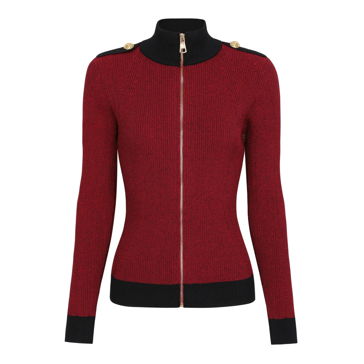 Contrast Trim Knit Maxi Dress and Zip-Up Cardigan Set