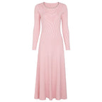 Elegant Long Sleeve Knit Maxi Dress