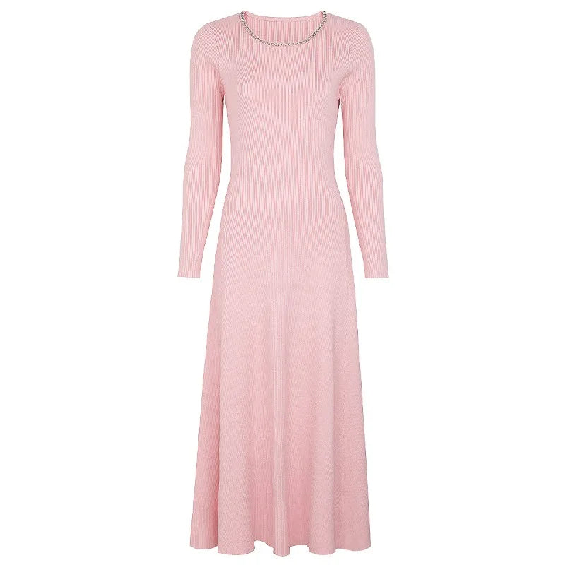 Elegant Long Sleeve Knit Maxi Dress