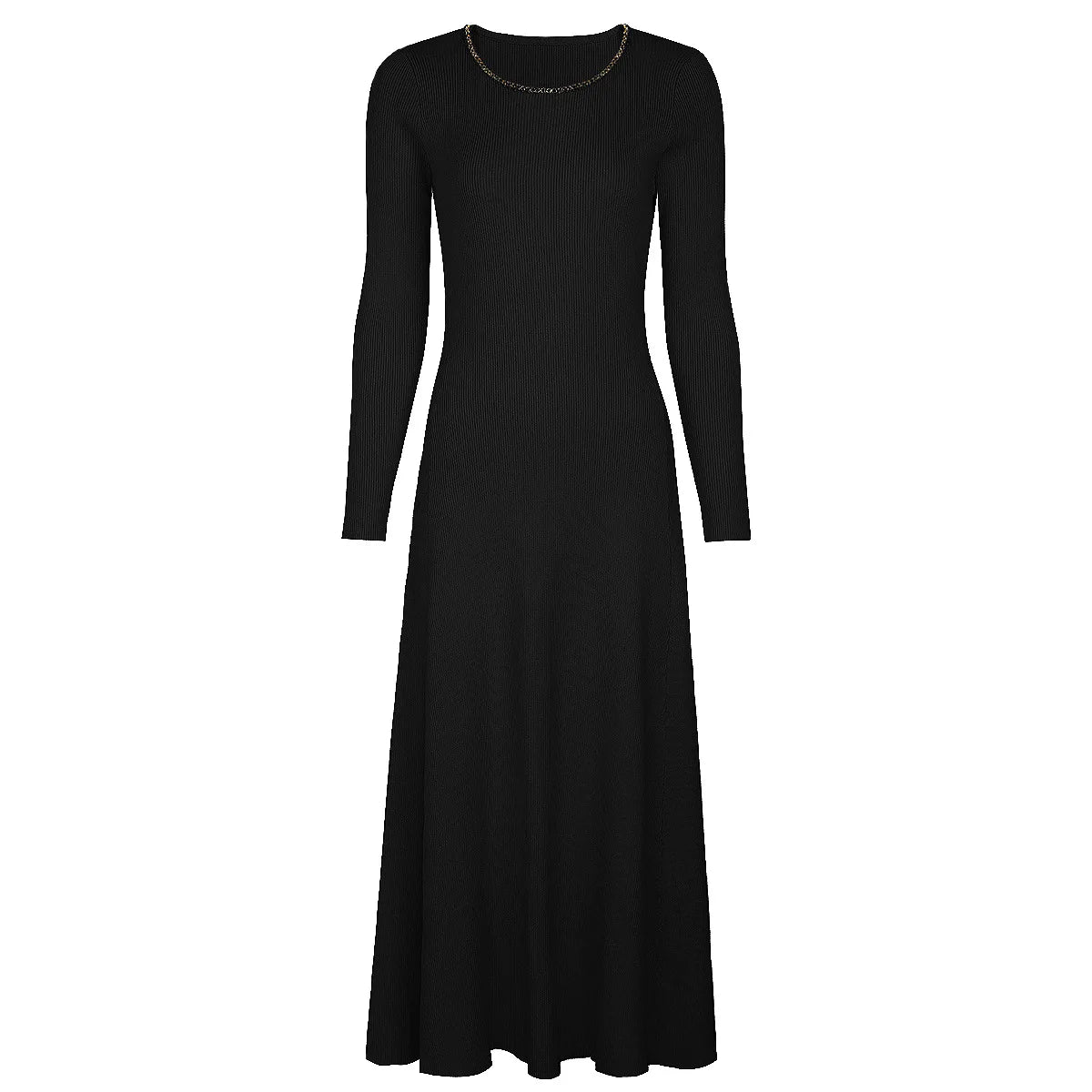 Elegant Long Sleeve Knit Maxi Dress