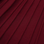 Contrast Trim Button-Front Pleated Knit Midi Dress