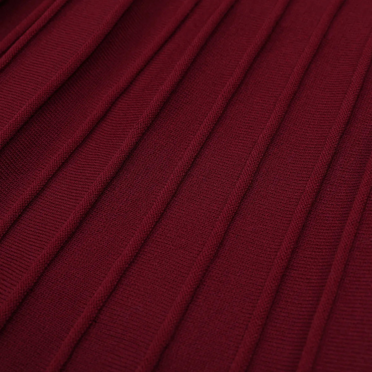 Contrast Trim Button-Front Pleated Knit Midi Dress