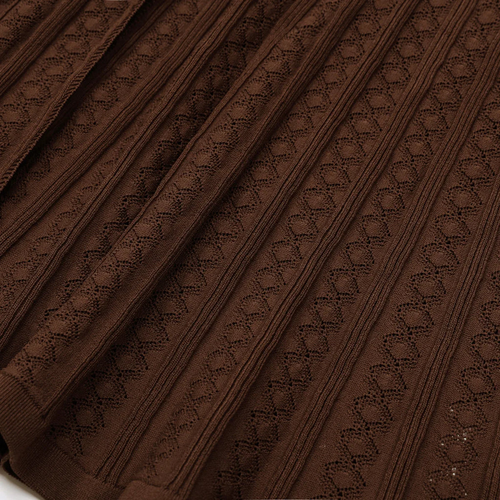 Button Front Textured Knit Fishtail Dress