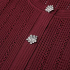 Peplum Button-Front Knit Top and Midi Skirt Set