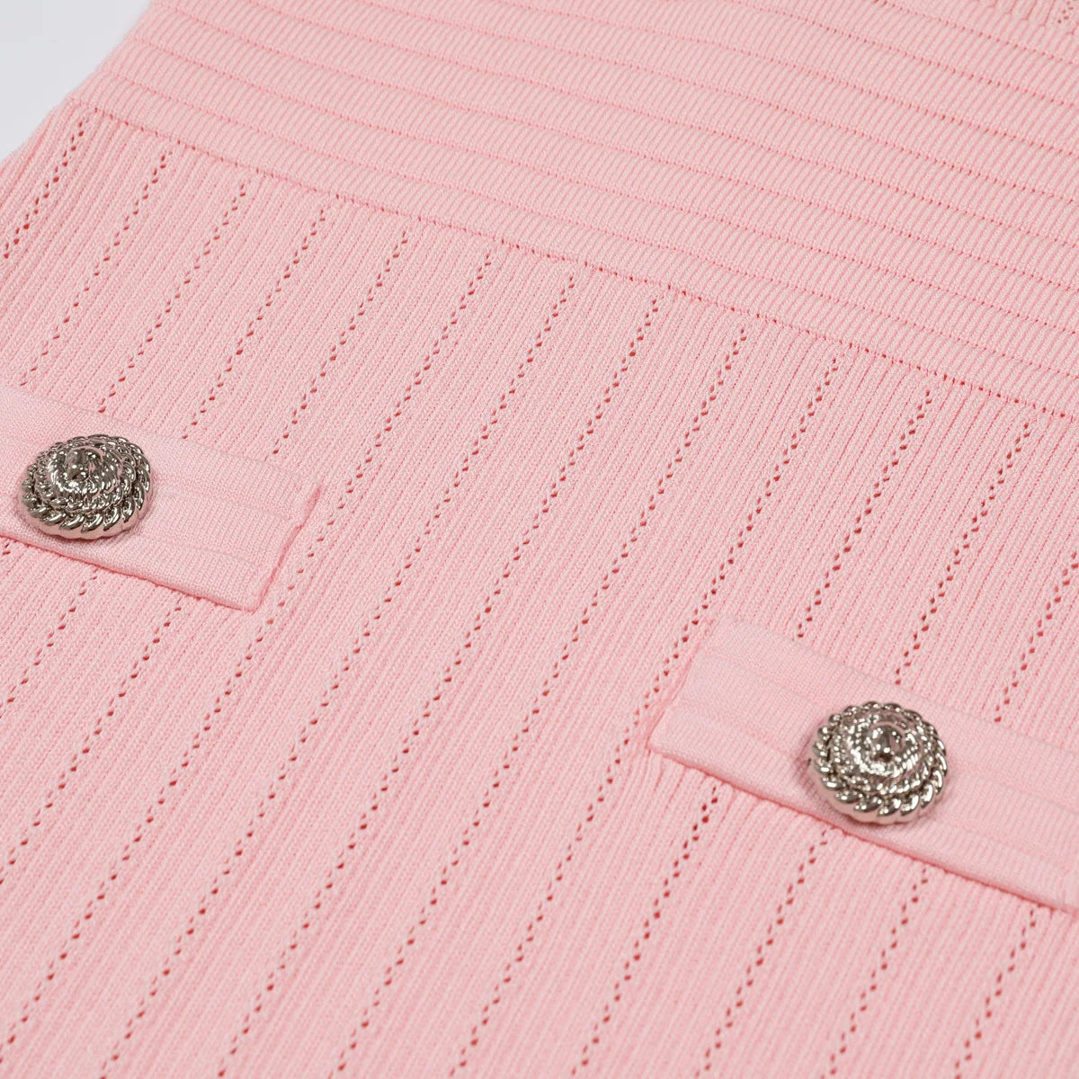 Embellished Trim Ribbed Knit Midi Dress