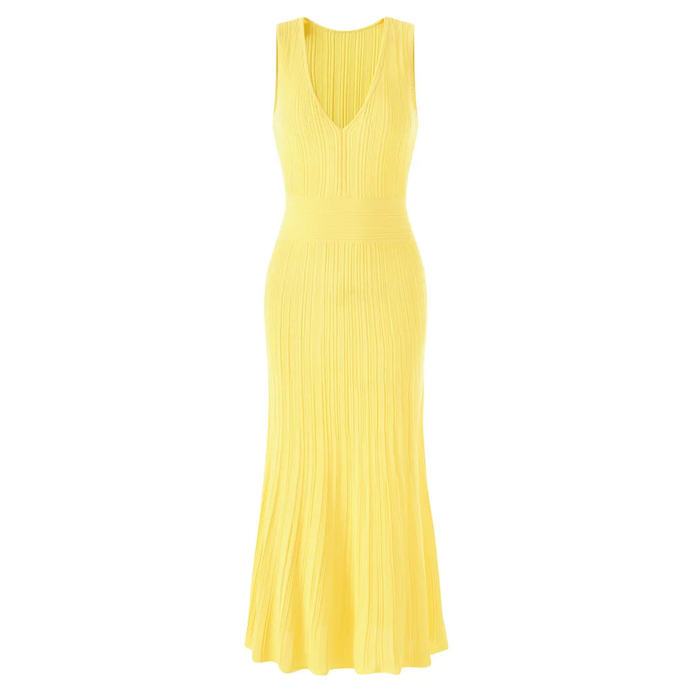 Sleeveless Ribbed Knit Maxi Dress