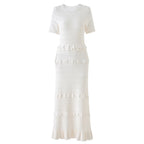 Ruffled Trim Knit Maxi Dress