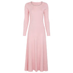 Elegant Long Sleeve Knit Maxi Dress