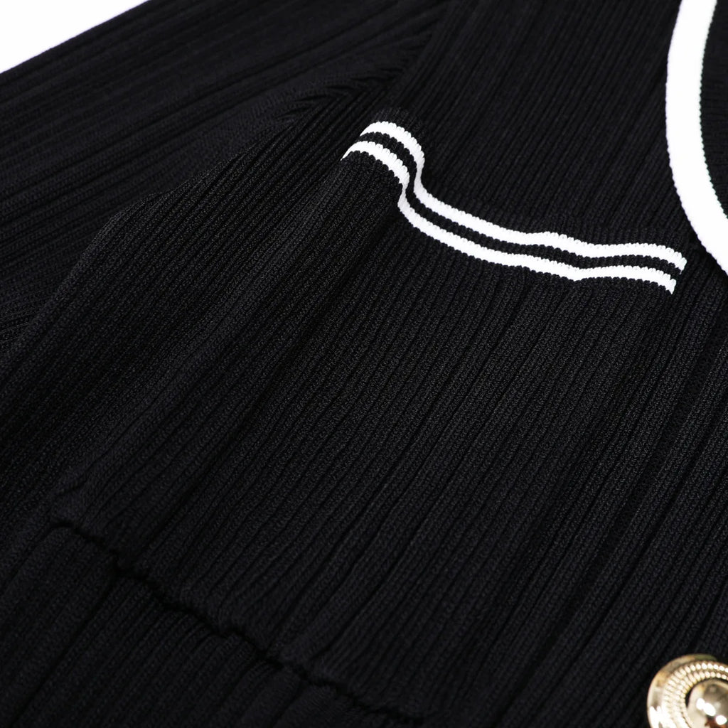 Chic Pocket Detail Knit Long Dress