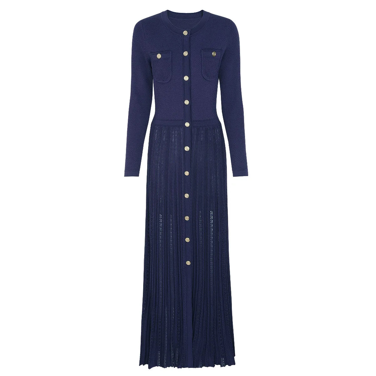 Chic Pleated Knit Maxi Dress