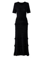 Ruffled Trim Knit Maxi Dress