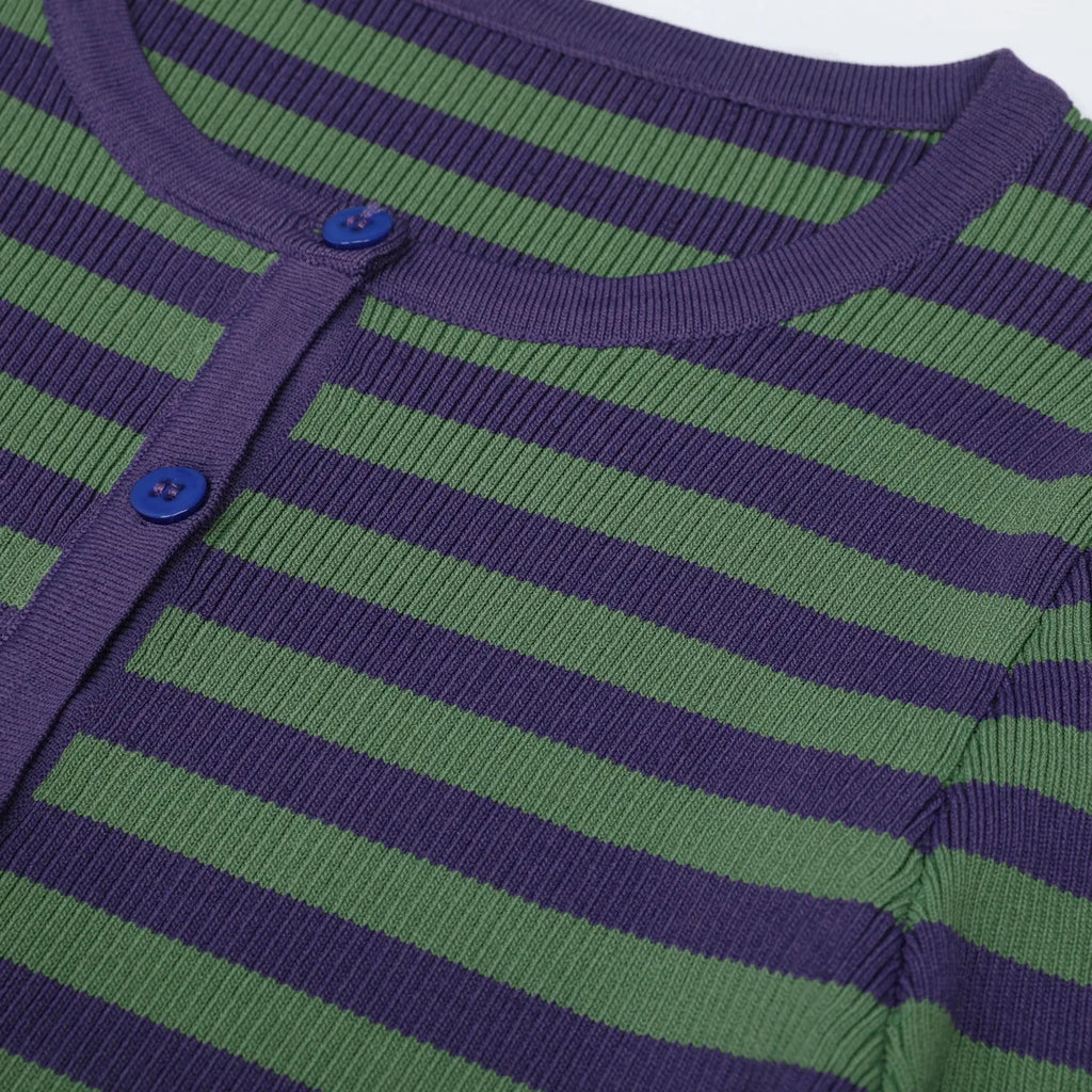 Long Sleeve Horizontal Stripe Bodycon Maxi Dress