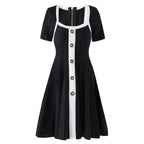 Elegant Square Neck Knit Skater Dress