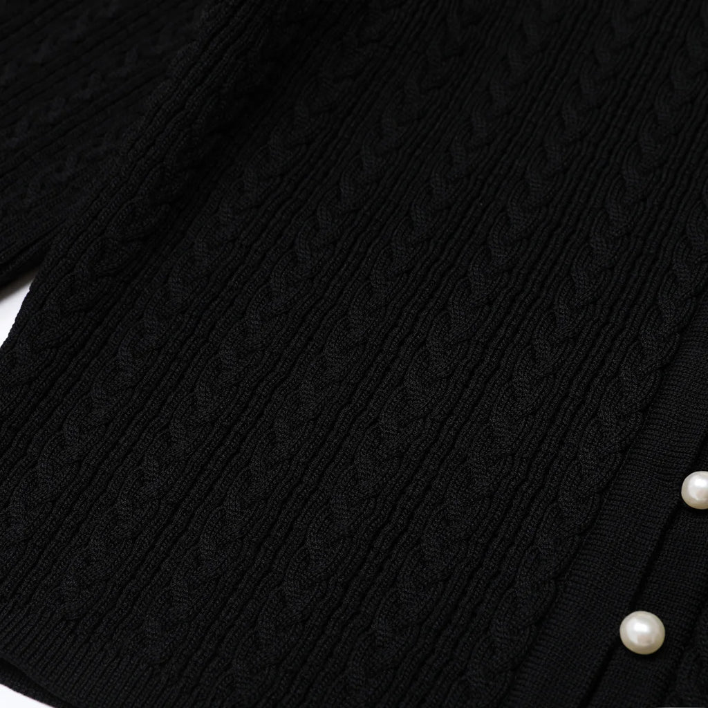 Embellished Trim Knit Dress and Cardigan Set