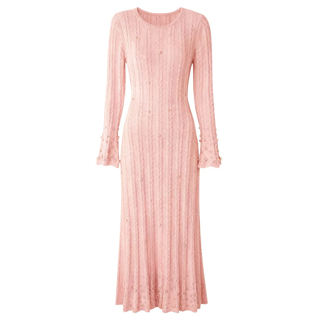Embellished Ribbed Knit Maxi Dress